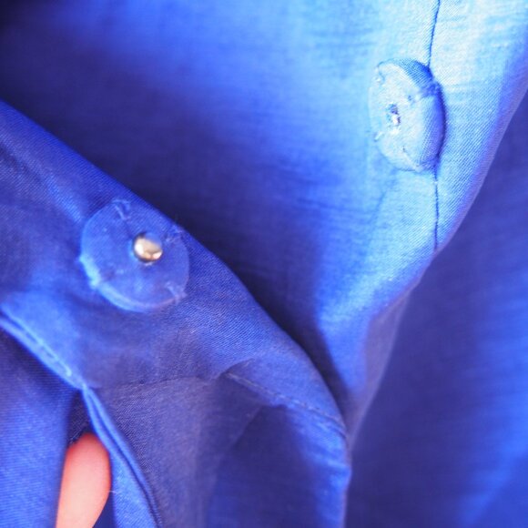 Calvin Klein Royal Blue Ruffled Crossover Wrap Top Size M - Picture 13 of 16